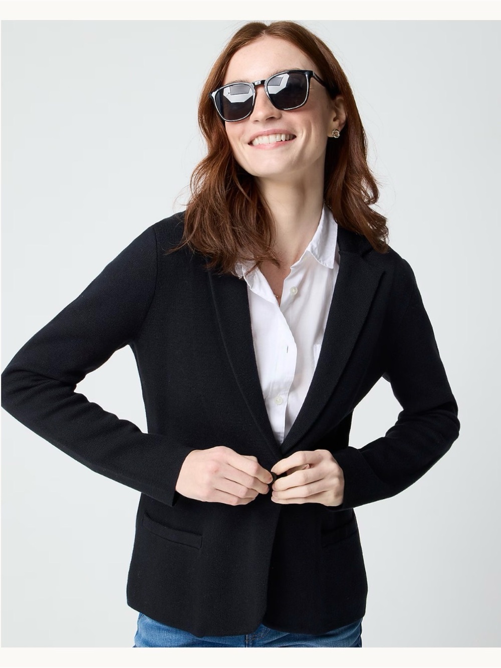 J. Crew Black Single-Button Knit Blazer